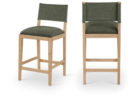 Mira Olive Linen Textured Performance Fabric Upholstered Counter Stool, 1 Piece