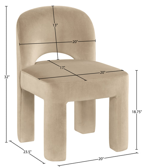 Solenne Beige Velvet Performance Fabric Upholstered Dining Chair, 2-Piece