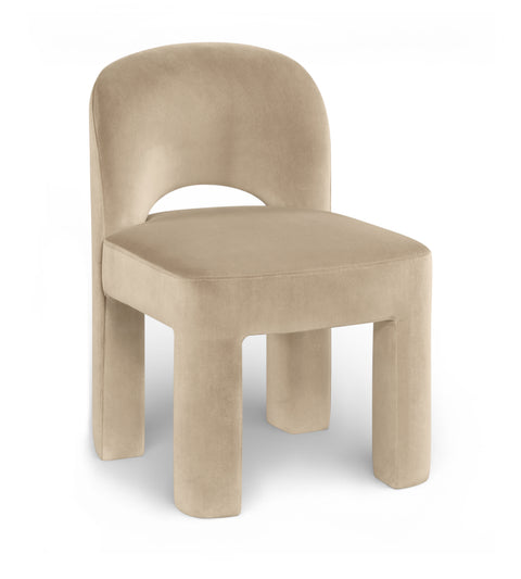 Solenne Beige Velvet Performance Fabric Upholstered Dining Chair, 2-Piece