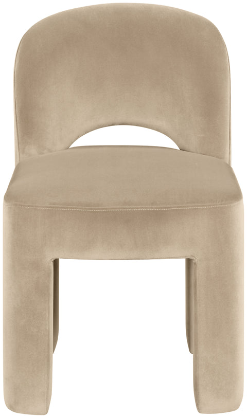 Solenne Beige Velvet Performance Fabric Upholstered Dining Chair, 2-Piece