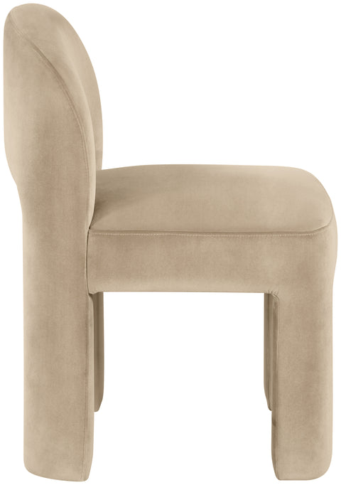 Solenne Beige Velvet Performance Fabric Upholstered Dining Chair, 2-Piece