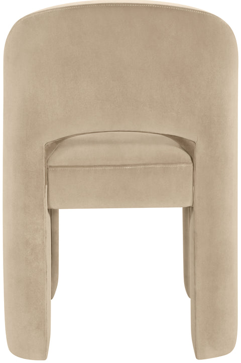 Solenne Beige Velvet Performance Fabric Upholstered Dining Chair, 2-Piece