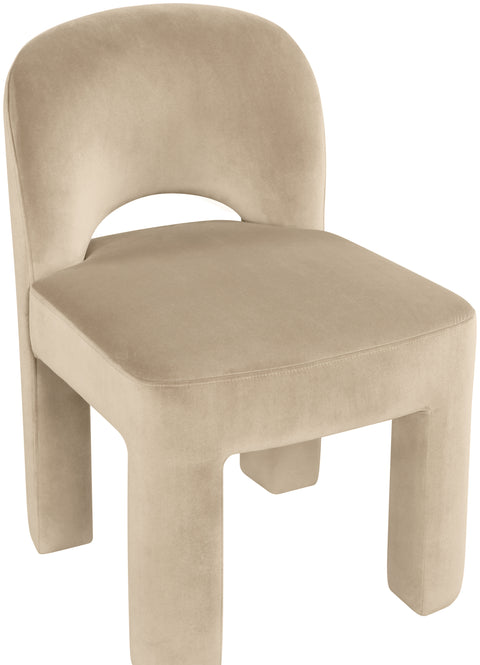 Solenne Beige Velvet Performance Fabric Upholstered Dining Chair, 2-Piece