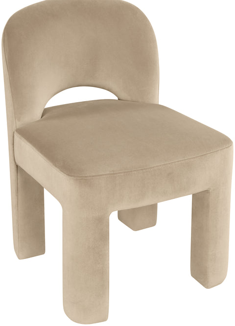 Solenne Beige Velvet Performance Fabric Upholstered Dining Chair, 2-Piece