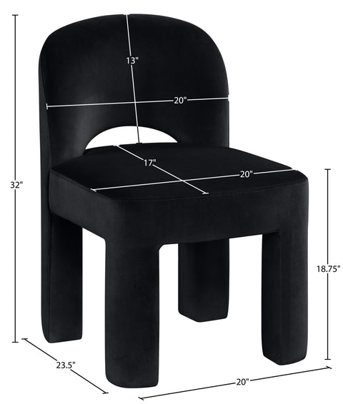 Solenne Black Velvet Performance Fabric Upholstered Dining Chair, 2-Piece