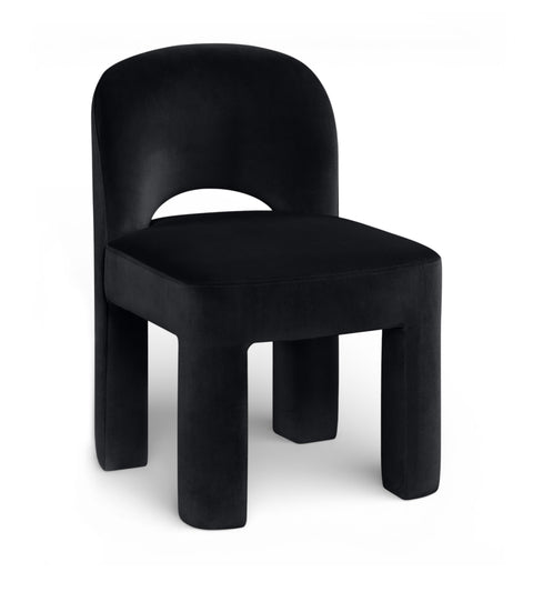 Solenne Black Velvet Performance Fabric Upholstered Dining Chair, 2-Piece