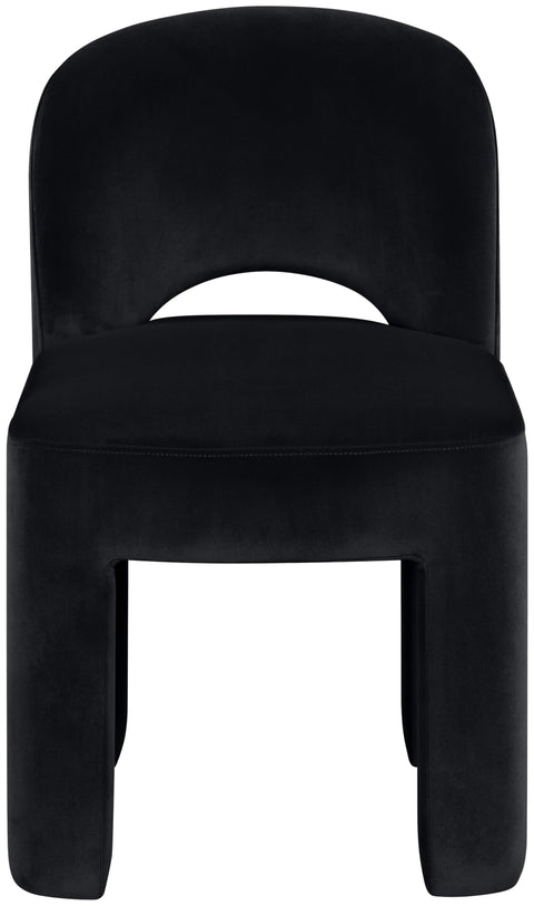 Solenne Black Velvet Performance Fabric Upholstered Dining Chair, 2-Piece