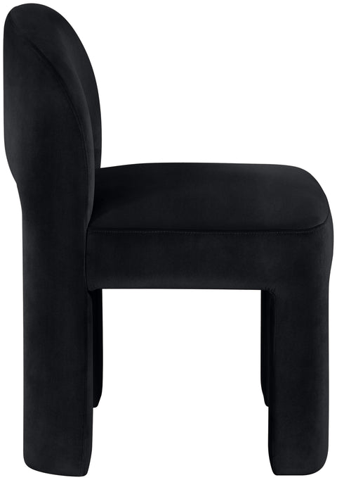 Solenne Black Velvet Performance Fabric Upholstered Dining Chair, 2-Piece
