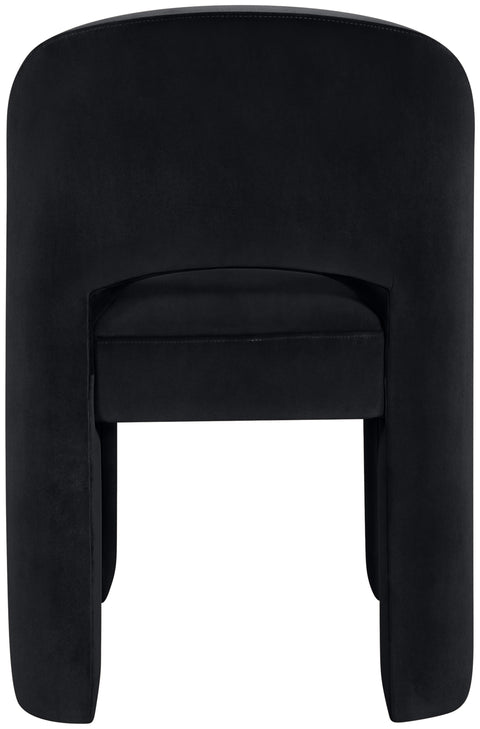 Solenne Black Velvet Performance Fabric Upholstered Dining Chair, 2-Piece