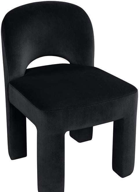 Solenne Black Velvet Performance Fabric Upholstered Dining Chair, 2-Piece