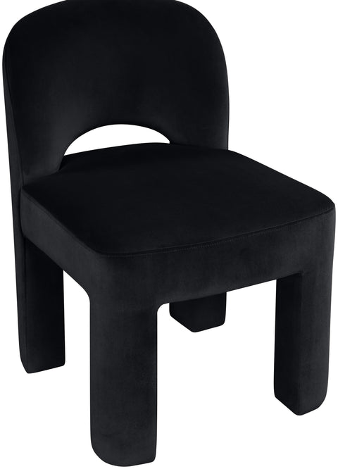 Solenne Black Velvet Performance Fabric Upholstered Dining Chair, 2-Piece