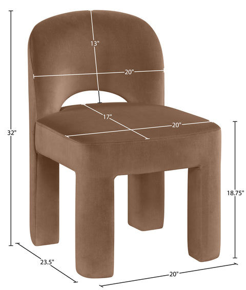 Solenne Brown Velvet Performance Fabric Upholstered Dining Chair, 2-Piece
