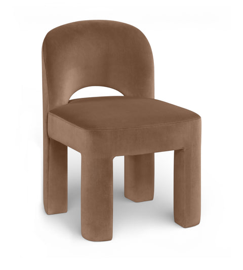 Solenne Brown Velvet Performance Fabric Upholstered Dining Chair, 2-Piece