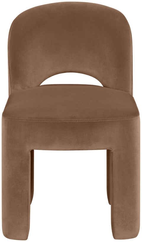 Solenne Brown Velvet Performance Fabric Upholstered Dining Chair, 2-Piece