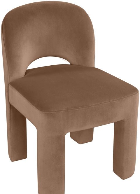 Solenne Brown Velvet Performance Fabric Upholstered Dining Chair, 2-Piece