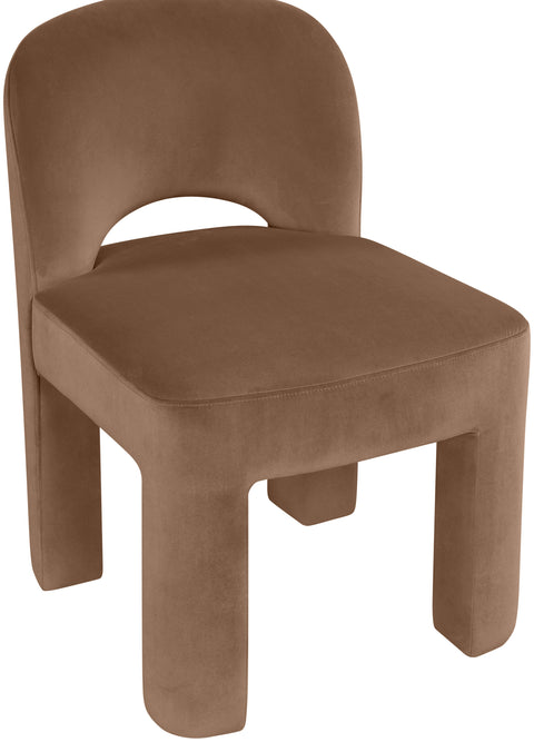 Solenne Brown Velvet Performance Fabric Upholstered Dining Chair, 2-Piece