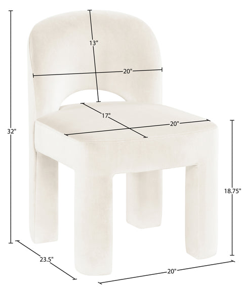 Solenne Cream Velvet Performance Fabric Upholstered Dining Chair, 2-Piece