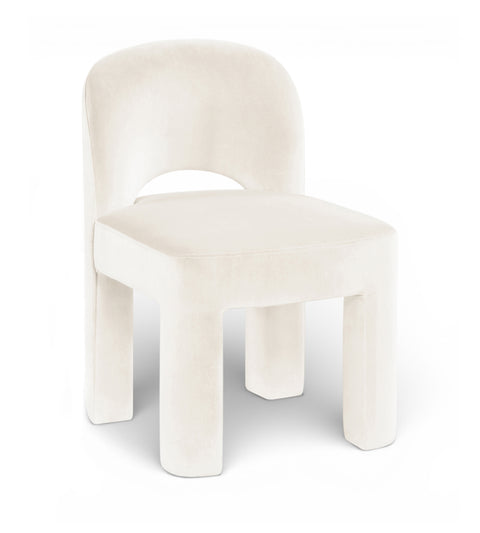 Solenne Cream Velvet Performance Fabric Upholstered Dining Chair, 2-Piece