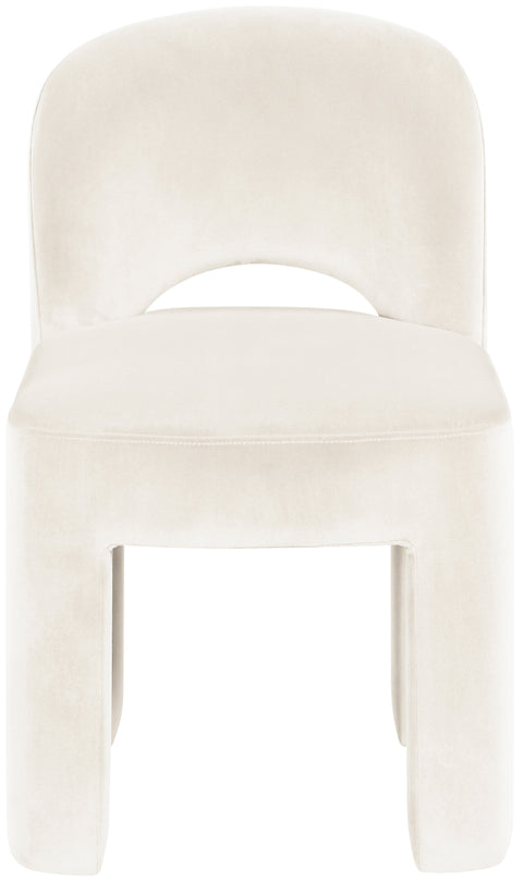 Solenne Cream Velvet Performance Fabric Upholstered Dining Chair, 2-Piece