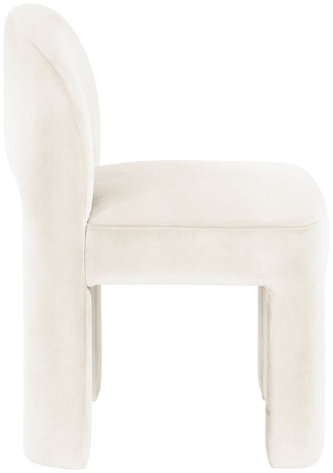Solenne Cream Velvet Performance Fabric Upholstered Dining Chair, 2-Piece