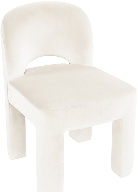 Solenne Cream Velvet Performance Fabric Upholstered Dining Chair, 2-Piece