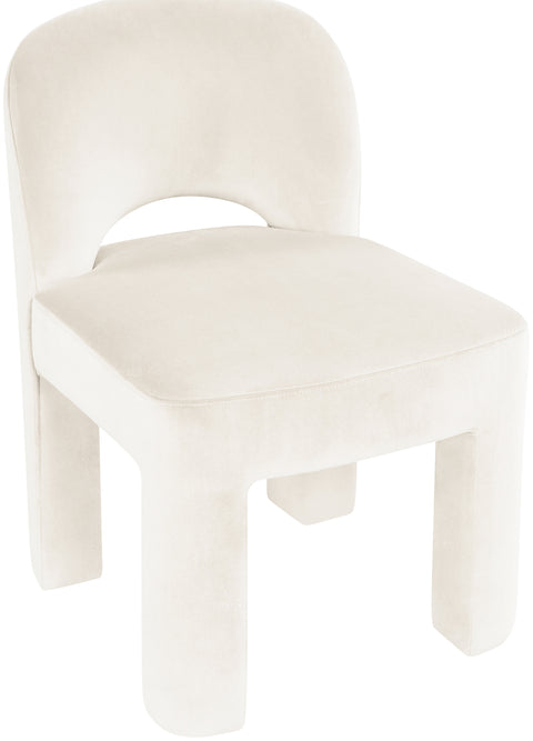 Solenne Cream Velvet Performance Fabric Upholstered Dining Chair, 2-Piece