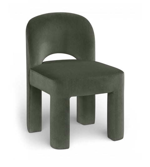 Solenne Green Velvet Performance Fabric Upholstered Dining Chair, 2-Piece