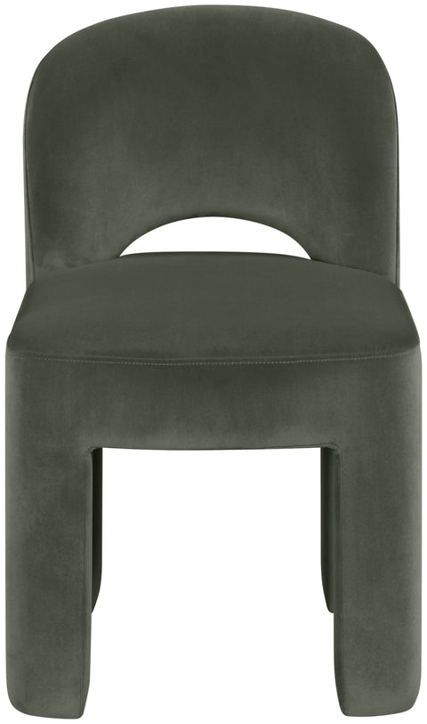 Solenne Green Velvet Performance Fabric Upholstered Dining Chair, 2-Piece