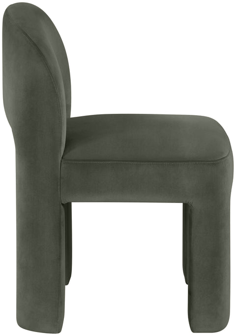Solenne Green Velvet Performance Fabric Upholstered Dining Chair, 2-Piece