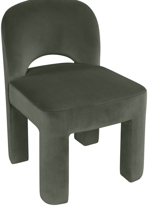 Solenne Green Velvet Performance Fabric Upholstered Dining Chair, 2-Piece