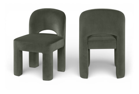 Solenne Green Velvet Performance Fabric Upholstered Dining Chair, 2-Piece