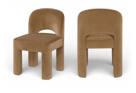Solenne Saddle Velvet Performance Fabric Upholstered Dining Chair, 2-Piece