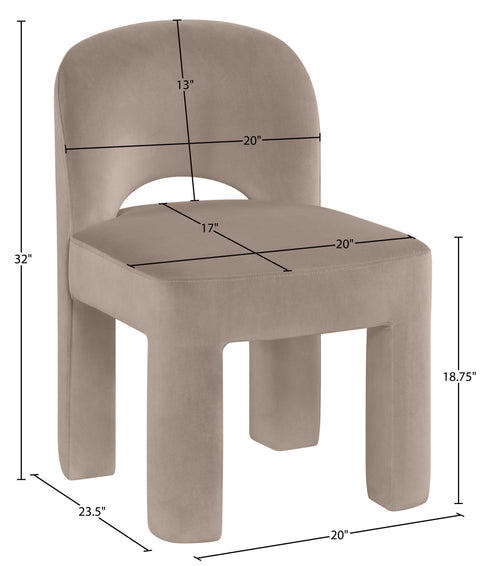 Solenne Taupe Velvet Performance Fabric Upholstered Dining Chair, 2-Piece