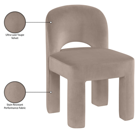 Solenne Taupe Velvet Performance Fabric Upholstered Dining Chair, 2-Piece