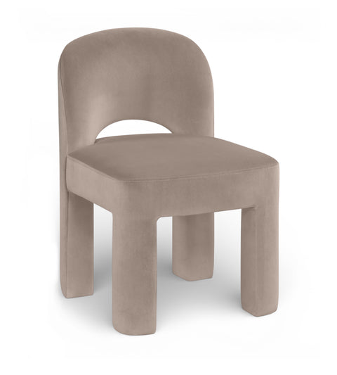 Solenne Taupe Velvet Performance Fabric Upholstered Dining Chair, 2-Piece