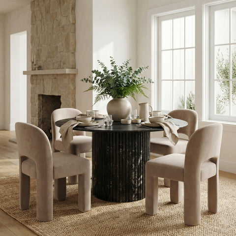 Solenne Taupe Velvet Performance Fabric Upholstered Dining Chair, 2-Piece