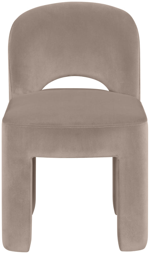 Solenne Taupe Velvet Performance Fabric Upholstered Dining Chair, 2-Piece