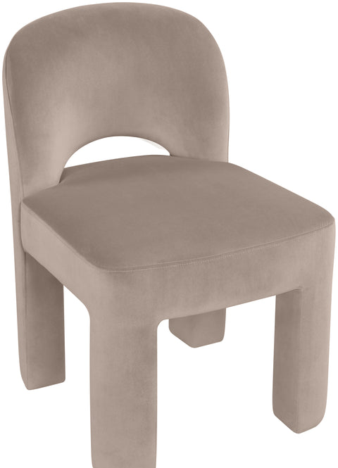 Solenne Taupe Velvet Performance Fabric Upholstered Dining Chair, 2-Piece