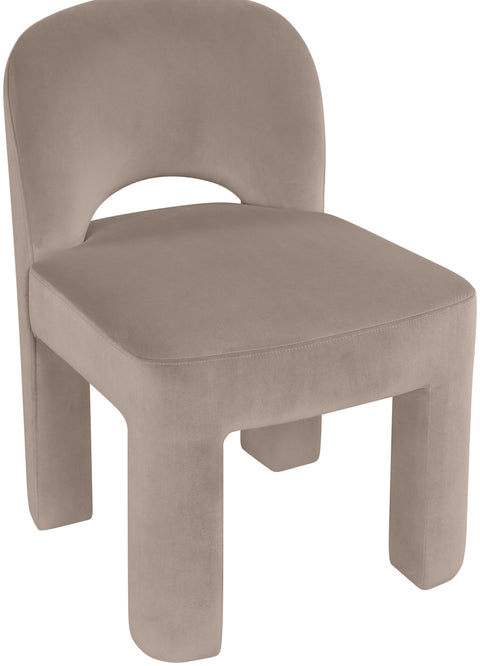 Solenne Taupe Velvet Performance Fabric Upholstered Dining Chair, 2-Piece