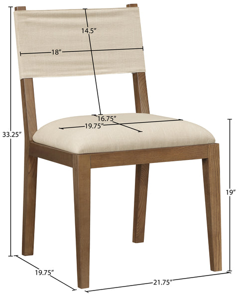 Mira Beige Linen Textured Performance Fabric Upholstered Dining Side Chair, 2-Piece