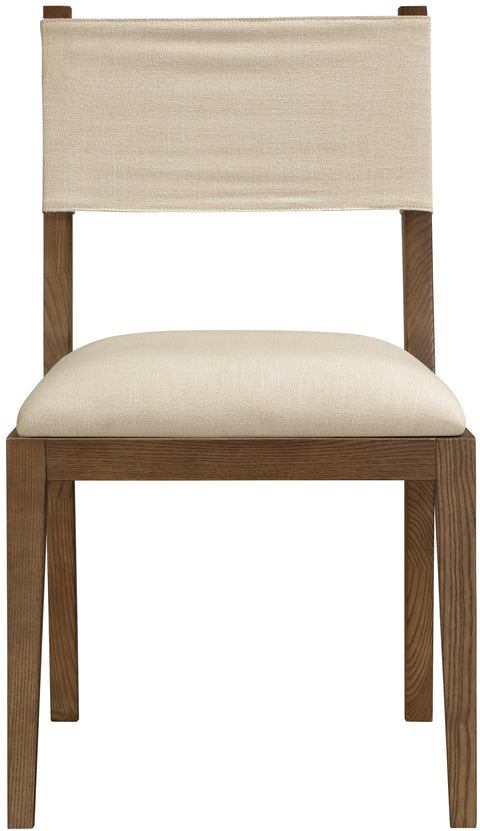 Mira Beige Linen Textured Performance Fabric Upholstered Dining Side Chair, 2-Piece