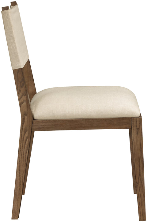 Mira Beige Linen Textured Performance Fabric Upholstered Dining Side Chair, 2-Piece