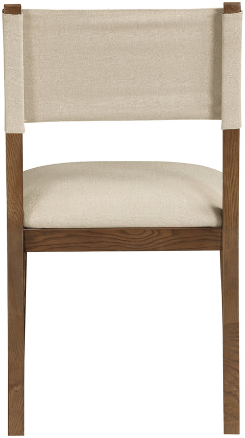 Mira Beige Linen Textured Performance Fabric Upholstered Dining Side Chair, 2-Piece