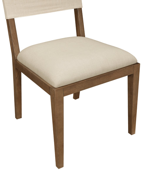 Mira Beige Linen Textured Performance Fabric Upholstered Dining Side Chair, 2-Piece