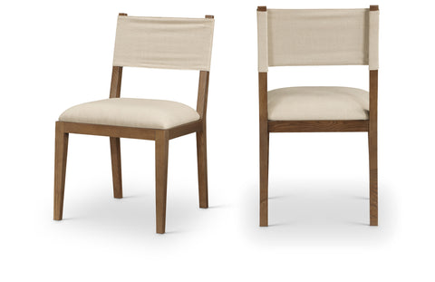 Mira Beige Linen Textured Performance Fabric Upholstered Dining Side Chair, 2-Piece