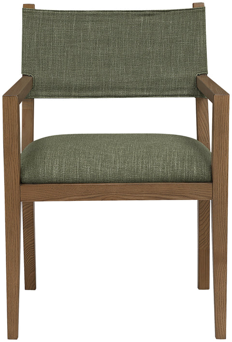Mira Olive Linen Textured Performance Fabric Upholstered Dining Arm Chair, 1 Piece (Style 2)