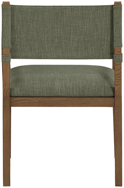Mira Olive Linen Textured Performance Fabric Upholstered Dining Arm Chair, 1 Piece (Style 2)