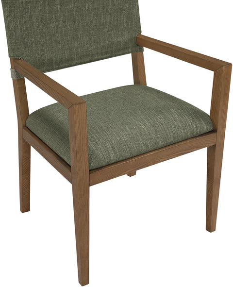 Mira Olive Linen Textured Performance Fabric Upholstered Dining Arm Chair, 1 Piece (Style 2)