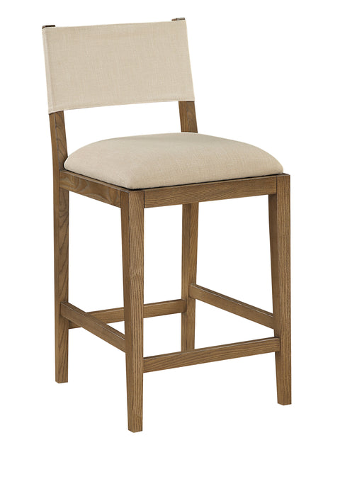 Mira Beige Linen Textured Performance Fabric Upholstered Counter Stool, 1 Piece