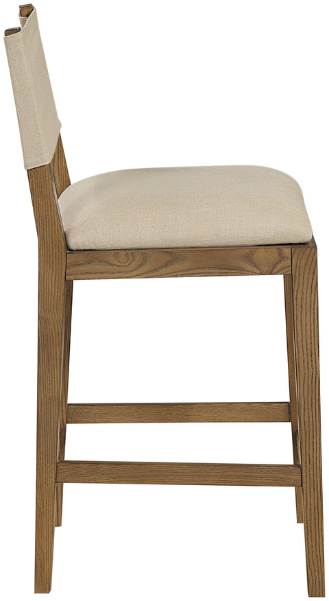 Mira Beige Linen Textured Performance Fabric Upholstered Counter Stool, 1 Piece